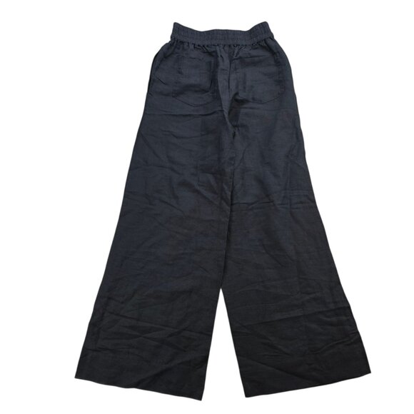 Evereve Sophia Linen Pants Wide Leg High Rise 4-pocket Beachy Boho Black sz Md - Picture 2 of 9